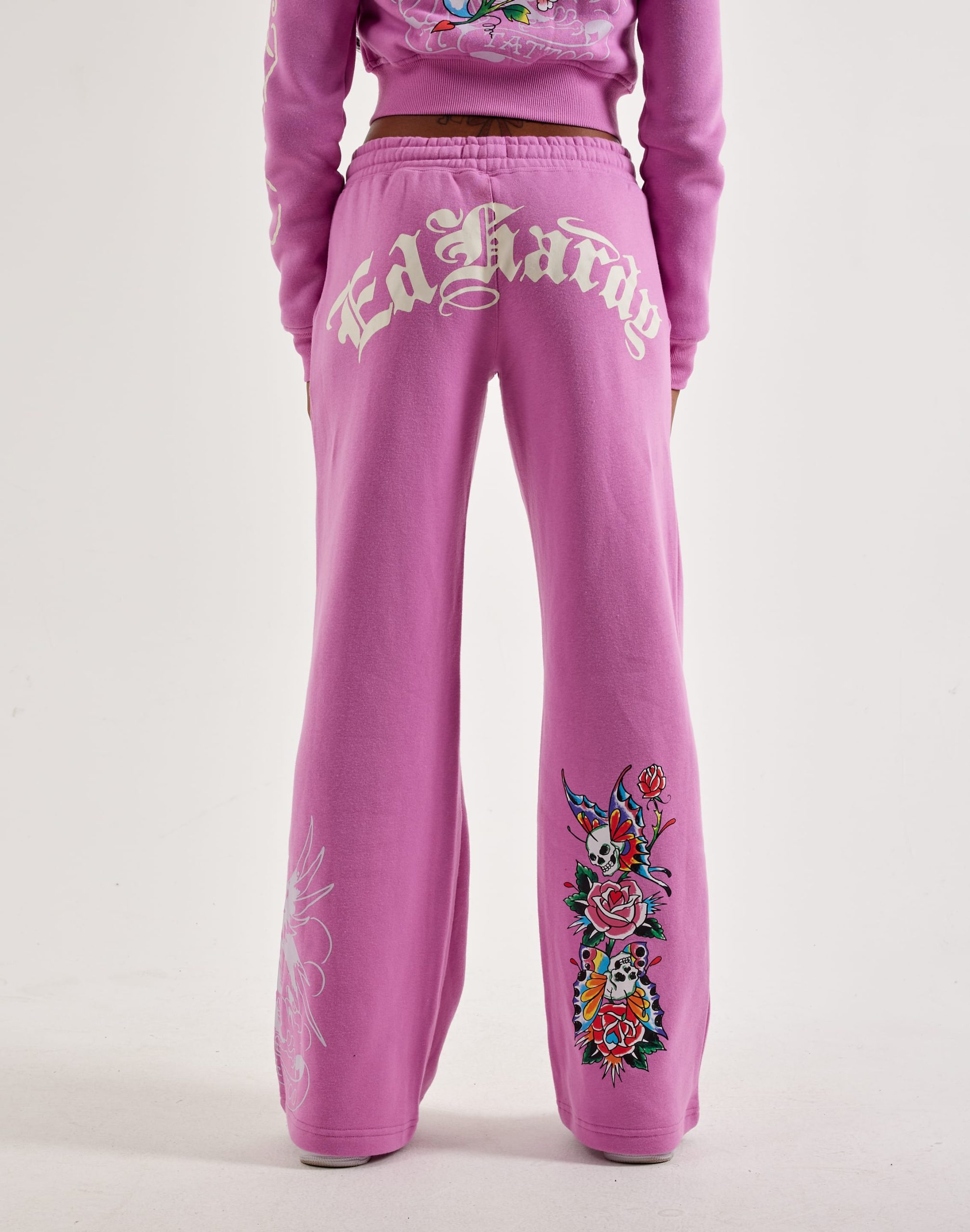 Ed Hardy Flower Skull Y2K Fleece Sweatpants - Image 2