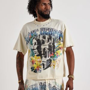 First Row Cropped Lost Utopia Rhinestone Tee