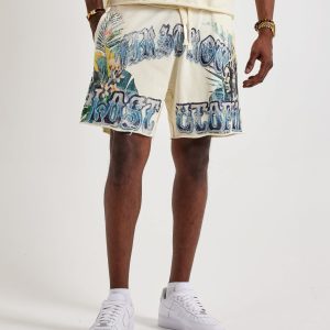 First Row Lost Utopia Rhinestone Fleece Shorts