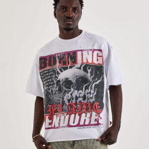 First Row Burning Flames Rhinestone Tee