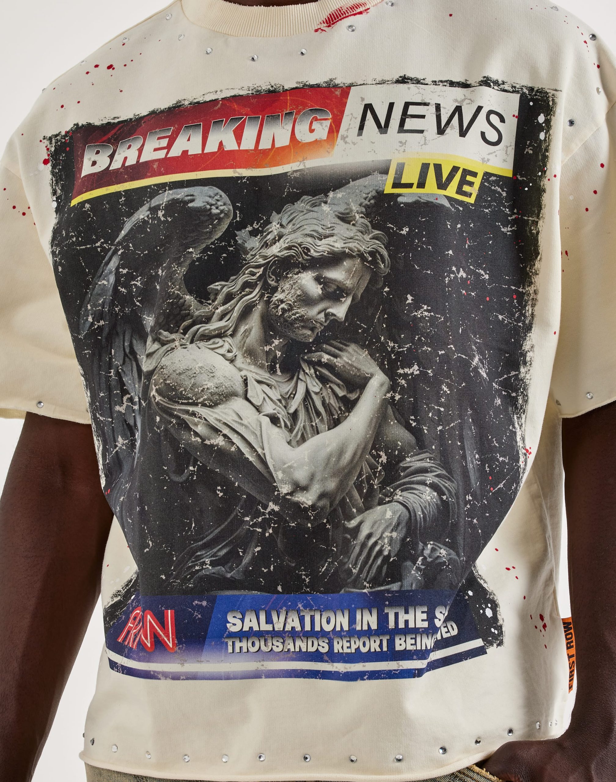 First Row Breaking News Rhinestone Tee - Image 3