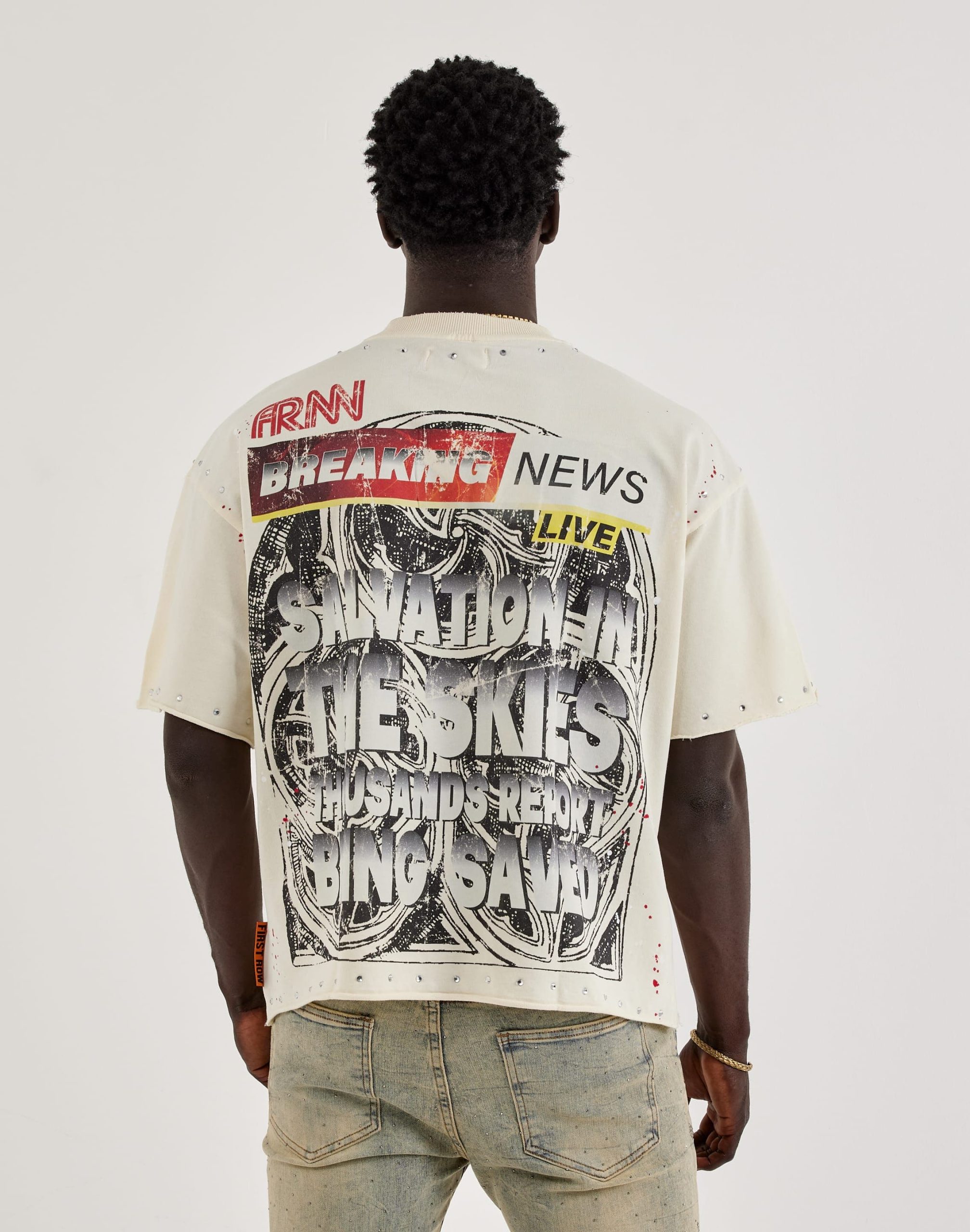 First Row Breaking News Rhinestone Tee - Image 2