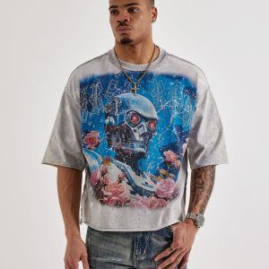 First Row Cropped Lost Utopia Rhinestone Tee