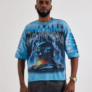 First Row Cropped Fear Rhinestone Tee