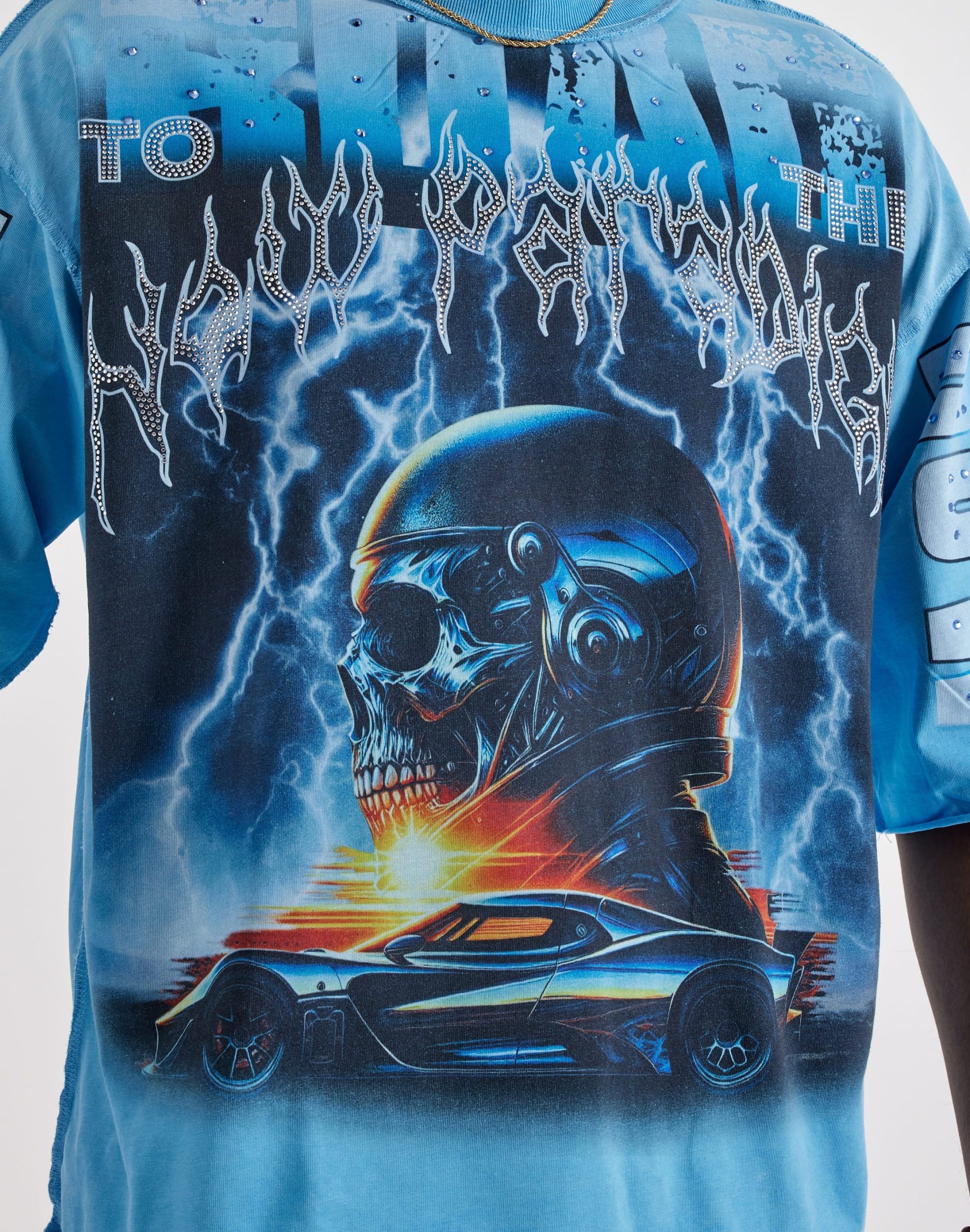 First Row Cropped Fear Rhinestone Tee - Image 3