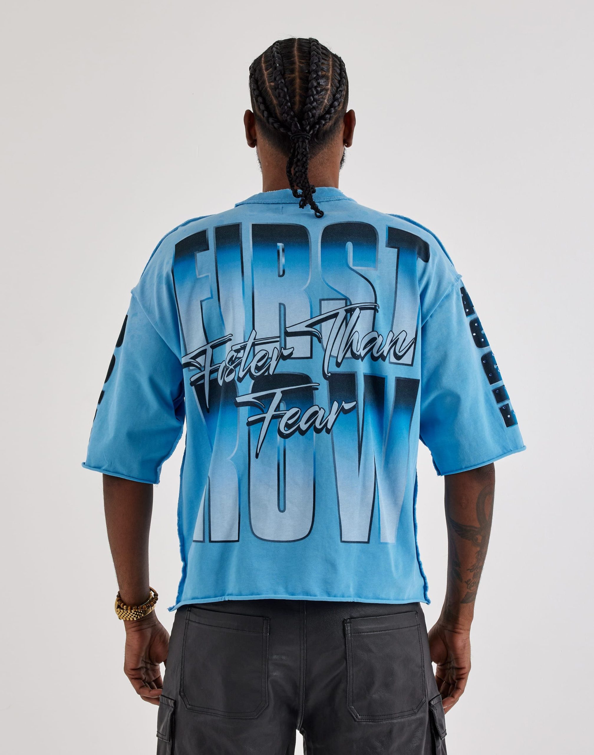 First Row Cropped Fear Rhinestone Tee - Image 2