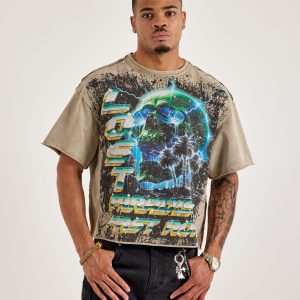 First Row Peace Cropped Rhinestone Tee