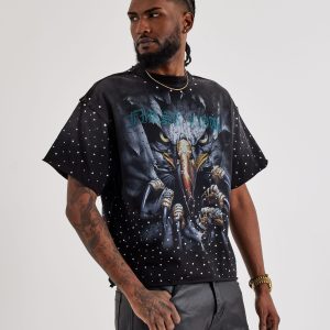 First Row Cropped Eagle Rhinestone Tee