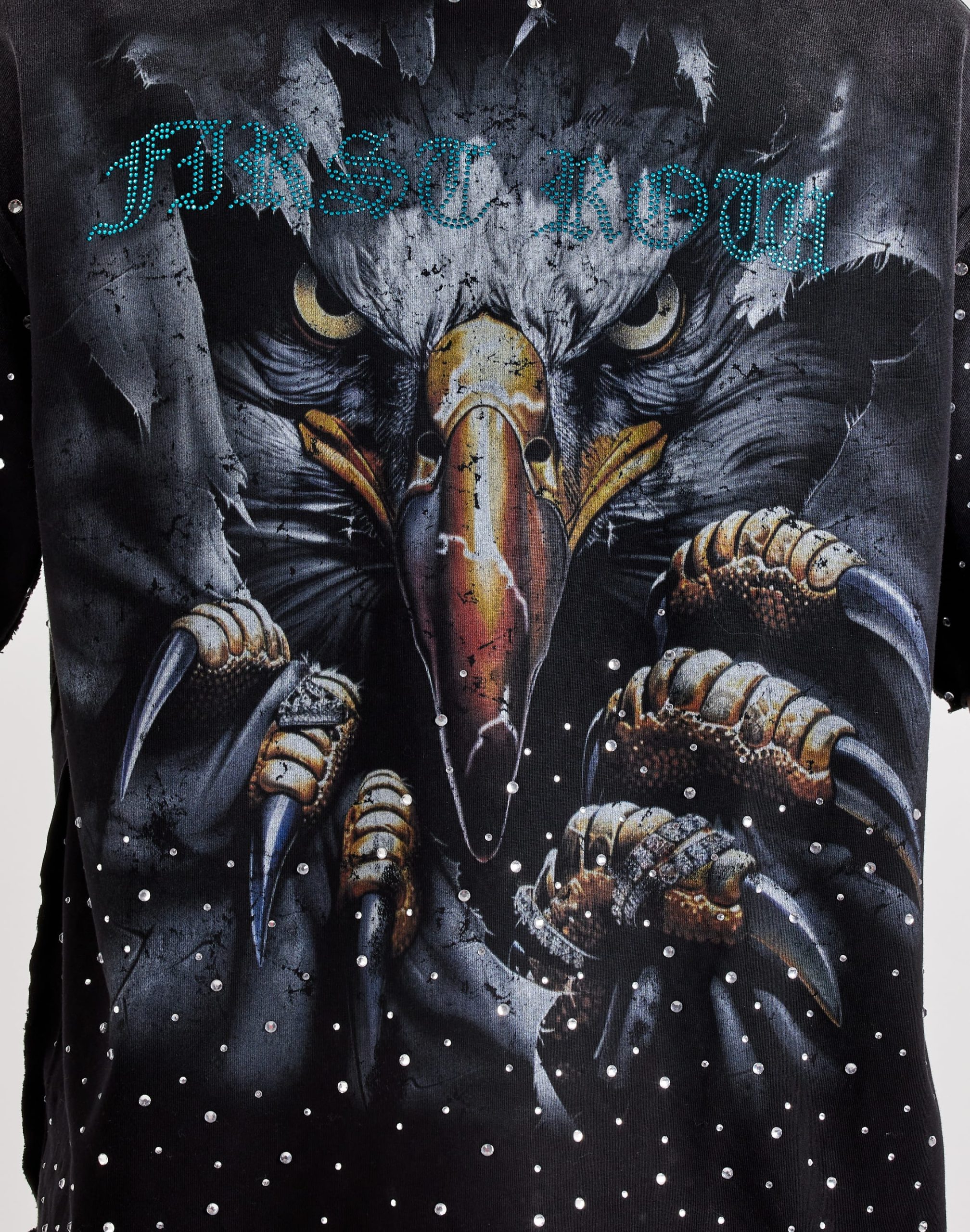 First Row Cropped Eagle Rhinestone Tee - Image 3