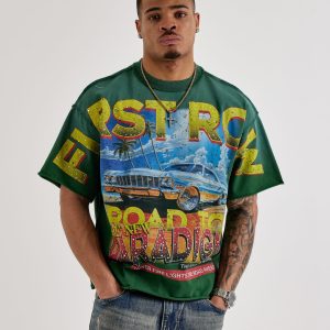 First Row Cropped Road Rhinestone Tee
