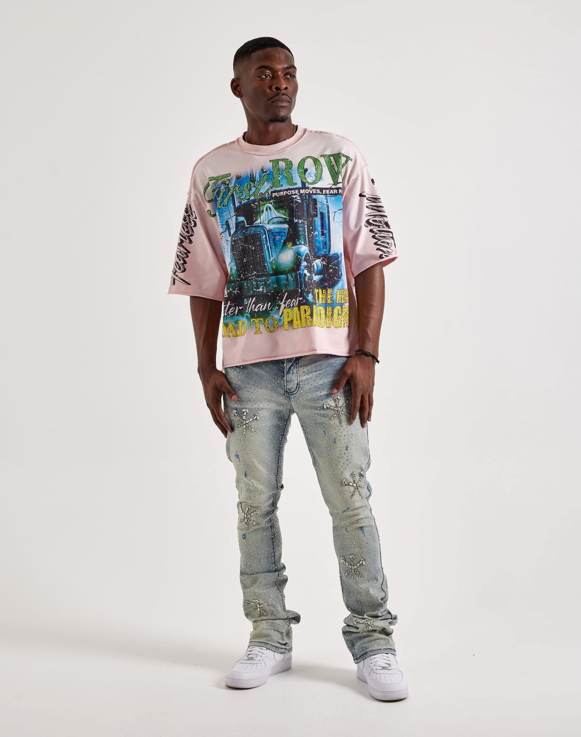 First Row Cropped Fearless Rhinestone Tee - Image 5