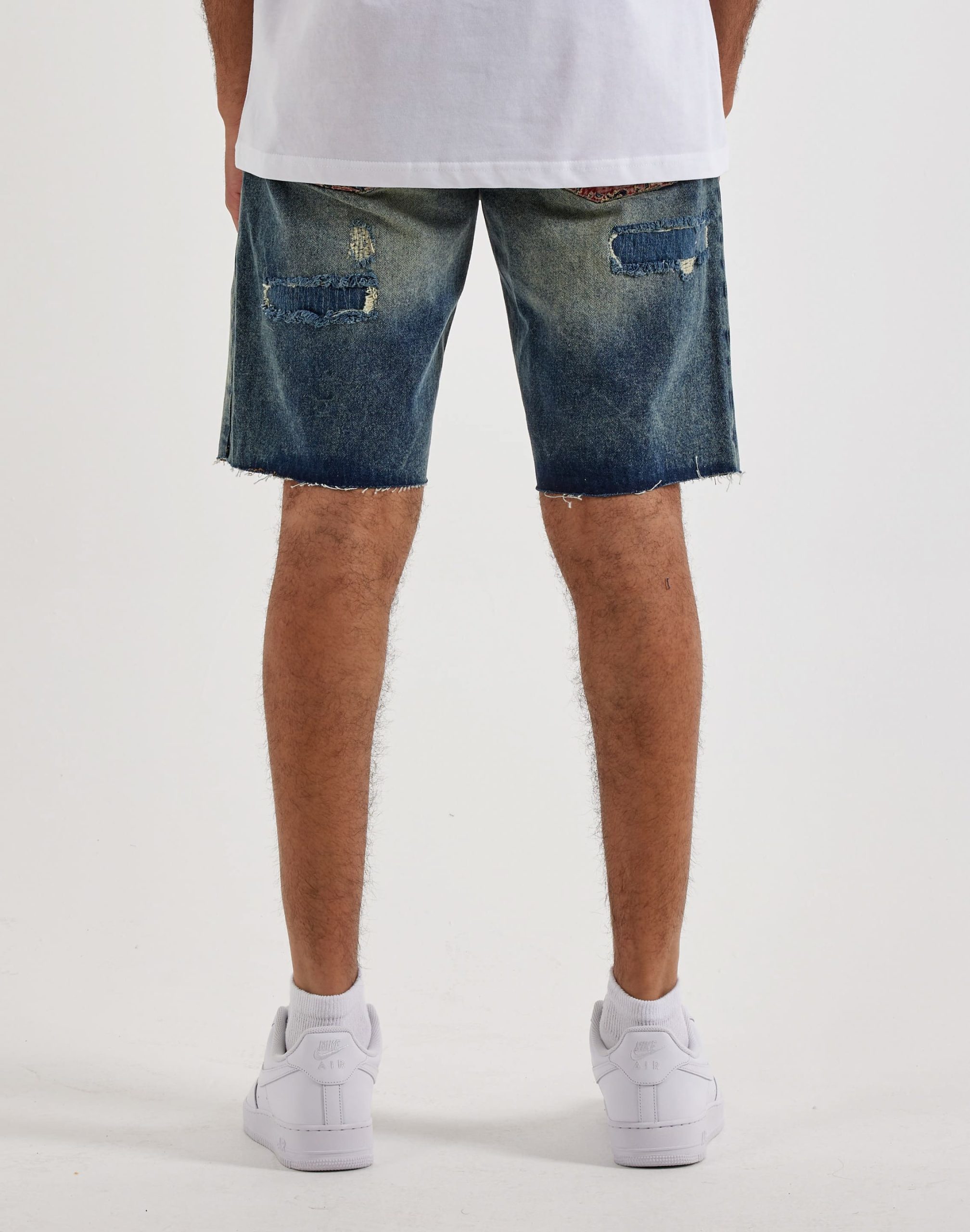 Grindhouse Distressed Patches Denim Shorts - Image 4