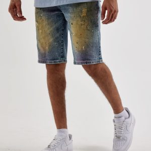 Grindhouse Distressed Splatter Denim Shorts