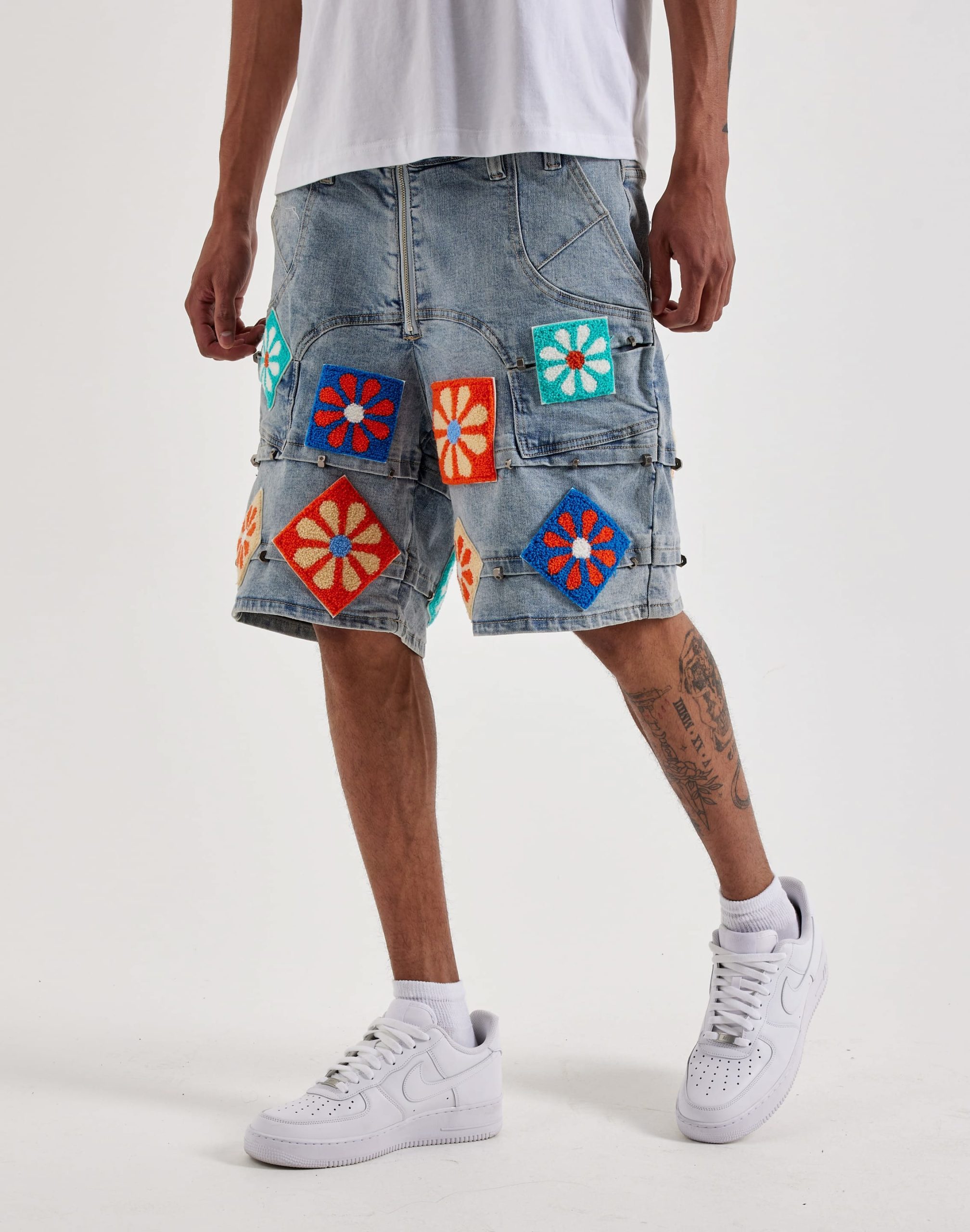 Guapi Crochet Flowers Denim Shorts - Image 2