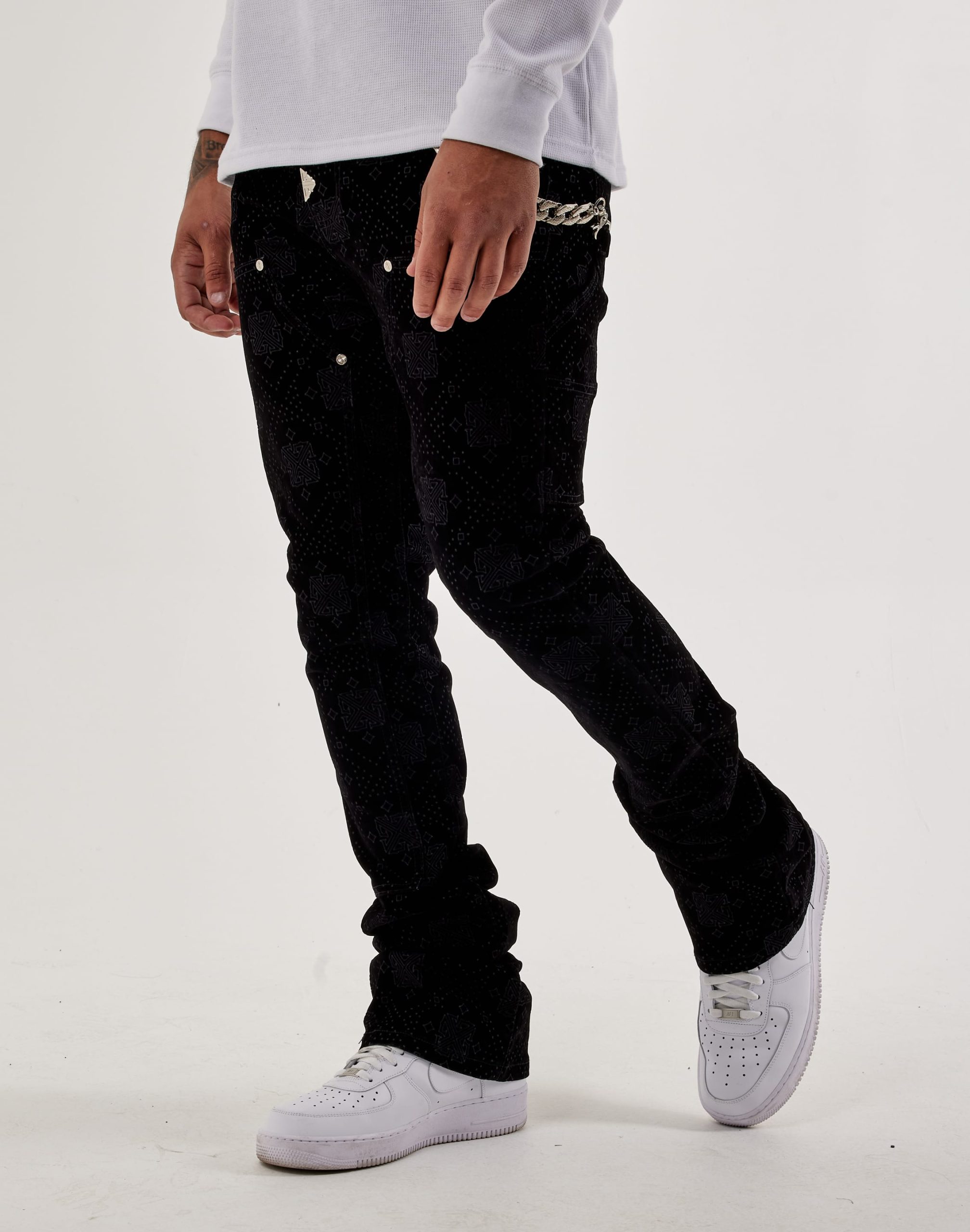 Guapi Velour Stacked Monogram Jeans - Image 2