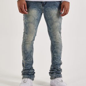Guapi Rivets Stacked Denim Jeans