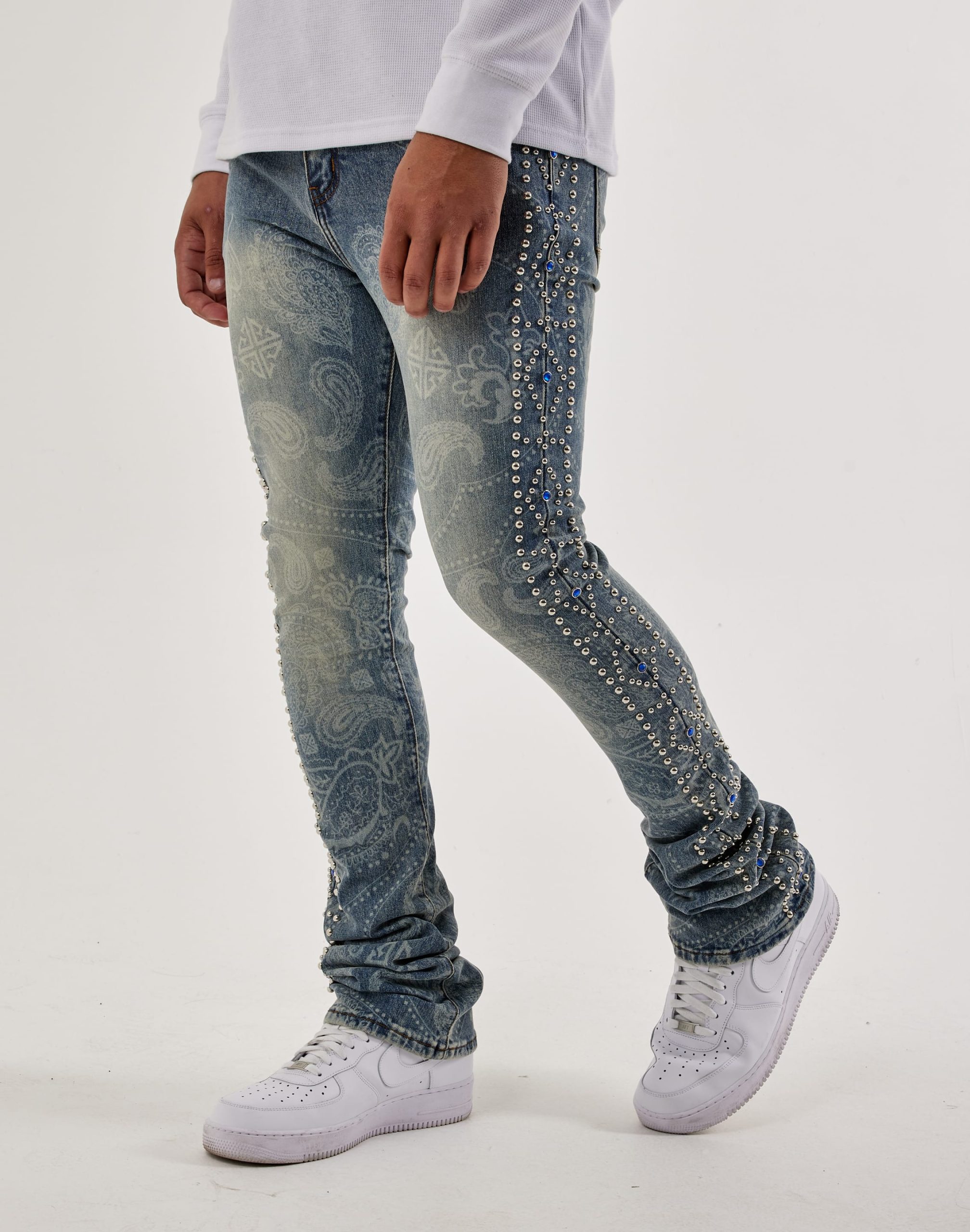 Guapi Rivets Stacked Denim Jeans - Image 2