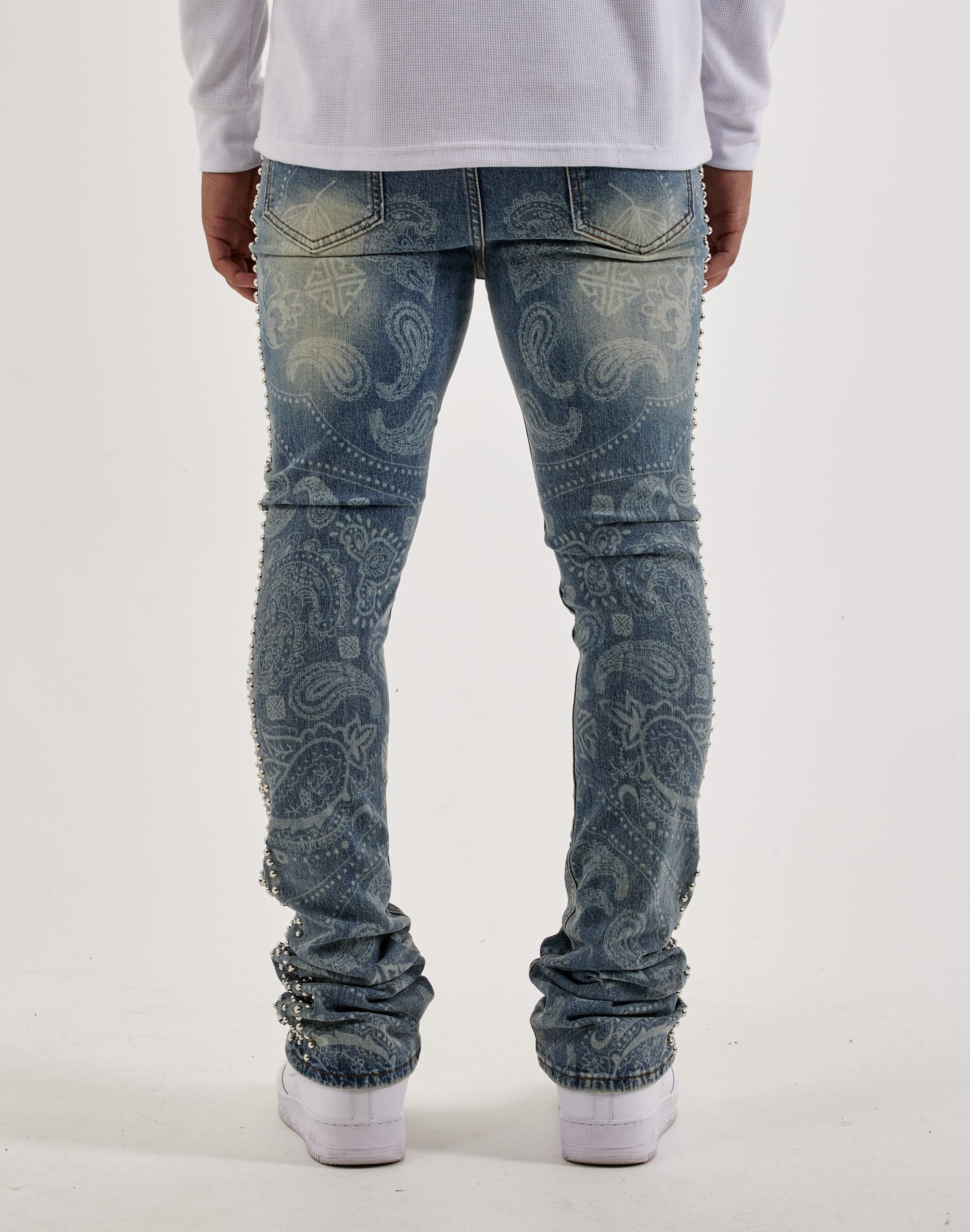 Guapi Rivets Stacked Denim Jeans - Image 4