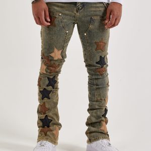 Guapi Vintage Stars Stacked Denim Jeans