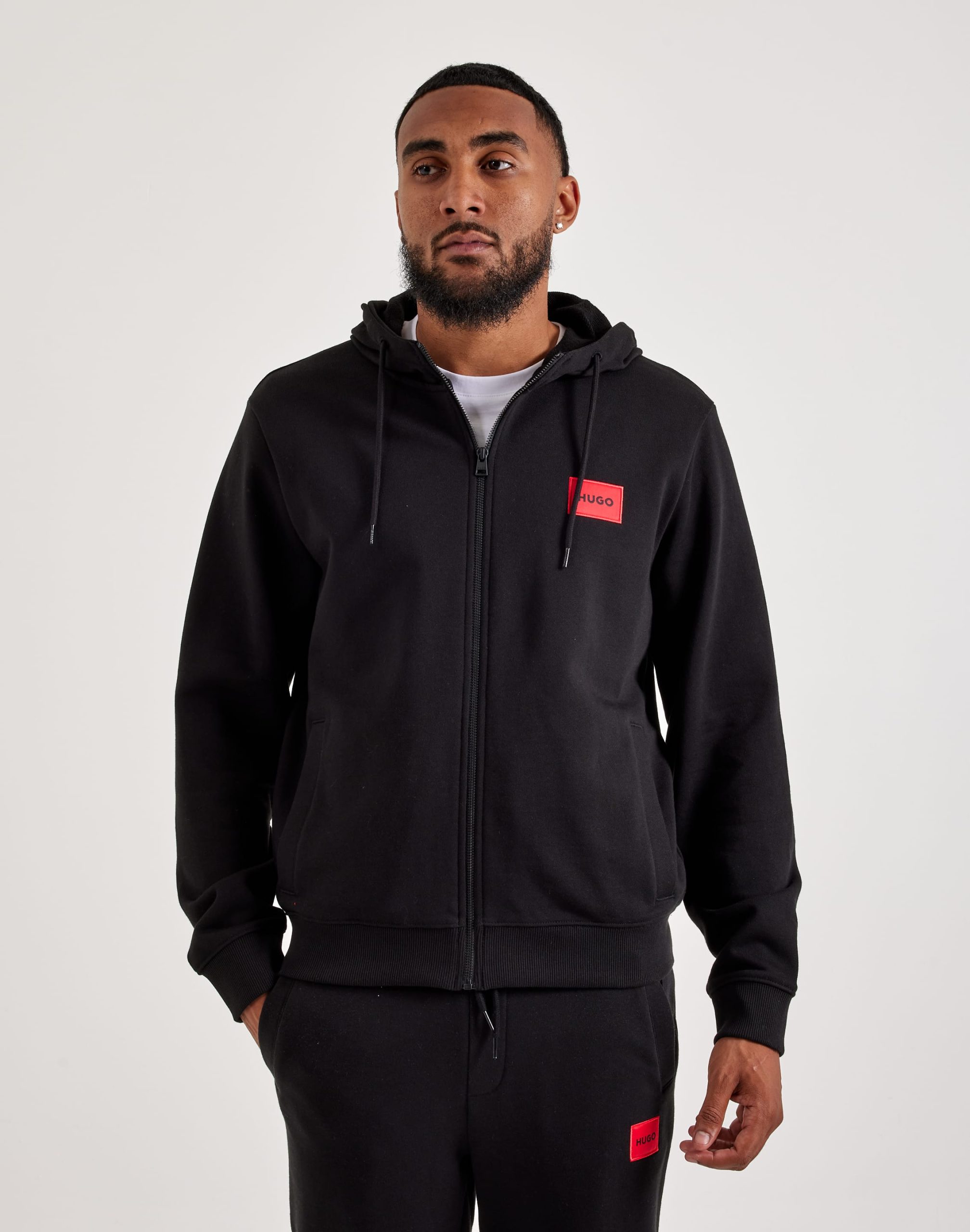Hugo Daple Box Logo Full-Zip Fleece Hoodie