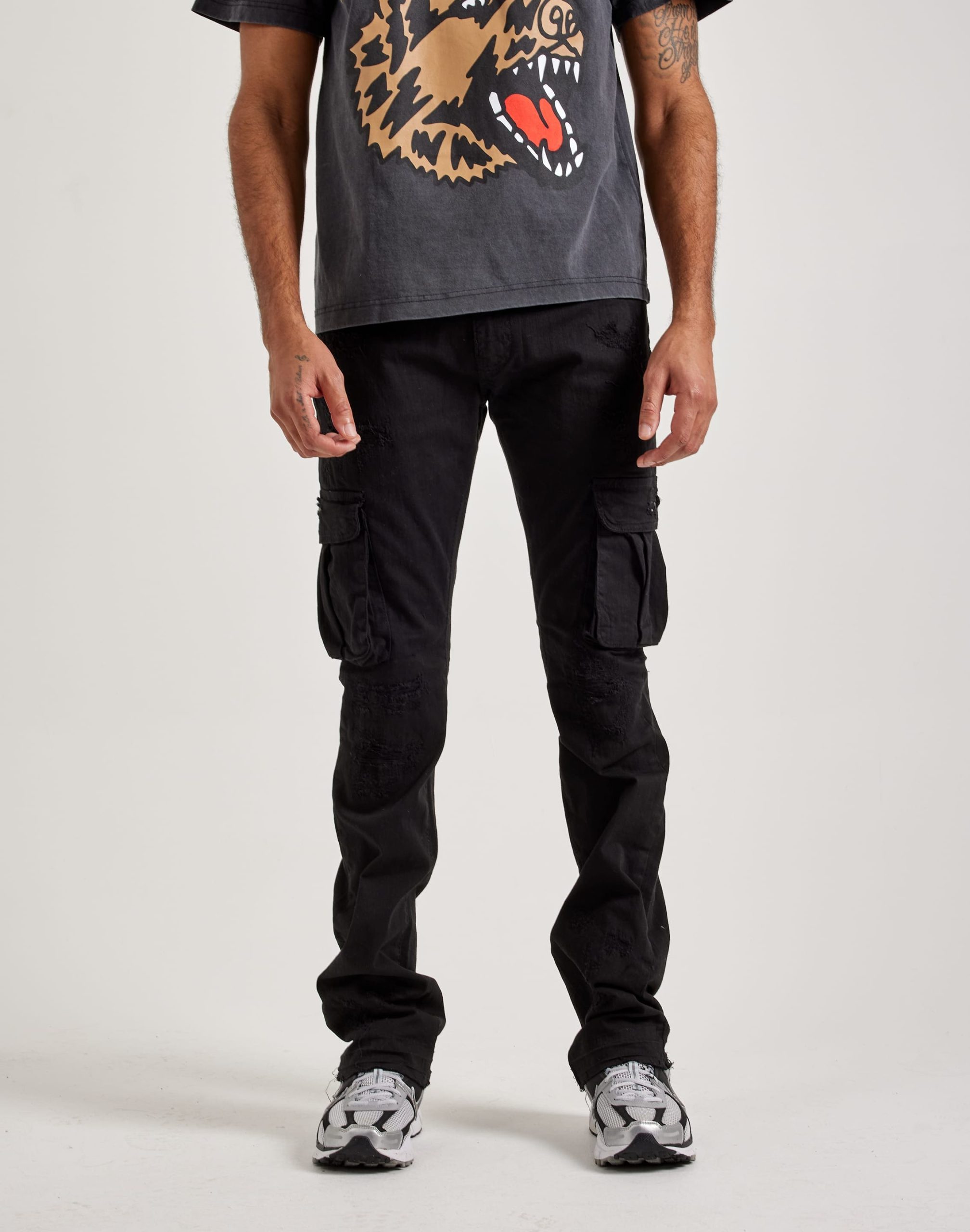 Jordan Craig Stacked Flare Cargo Denim Jeans
