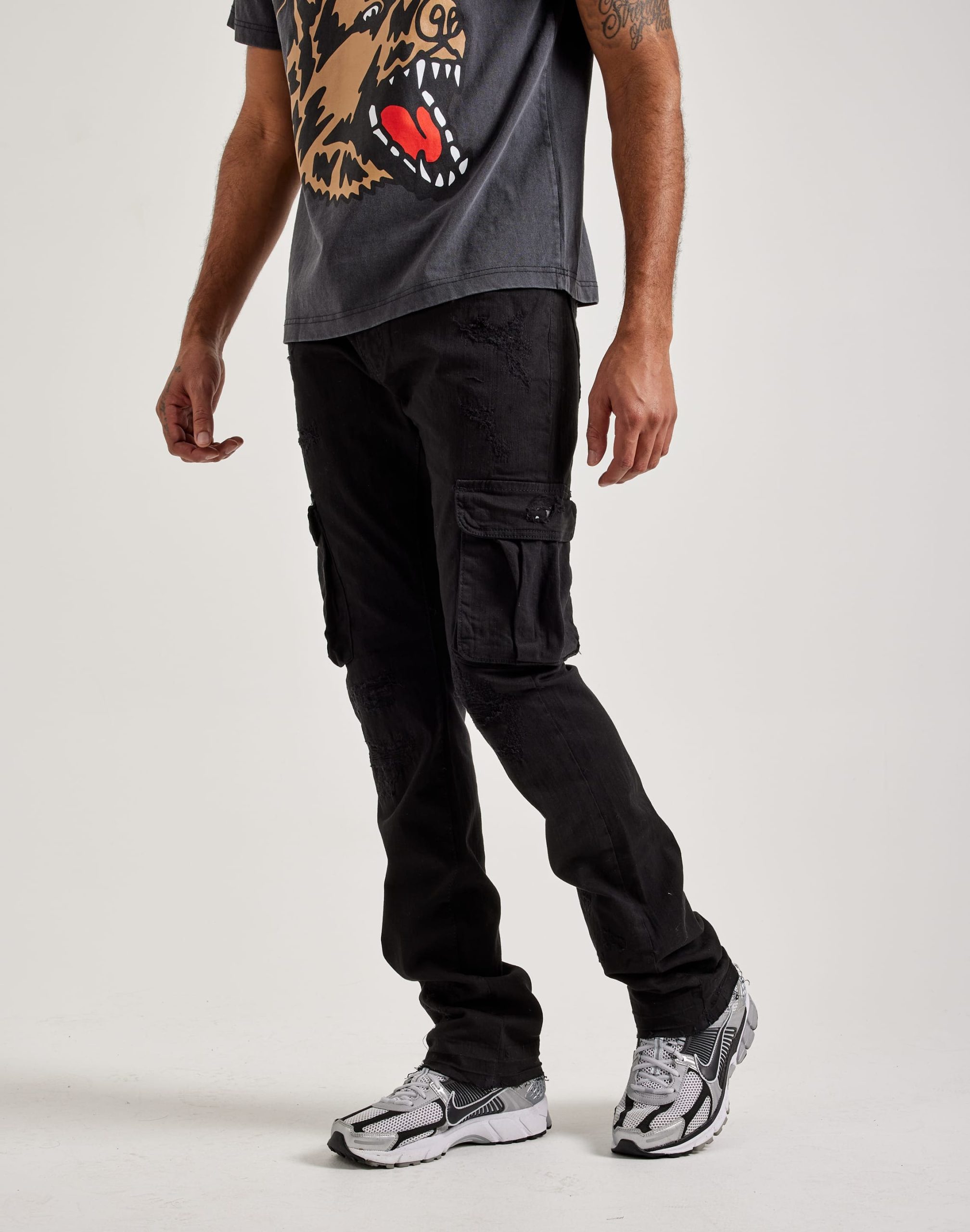 Jordan Craig Stacked Flare Cargo Denim Jeans - Image 2