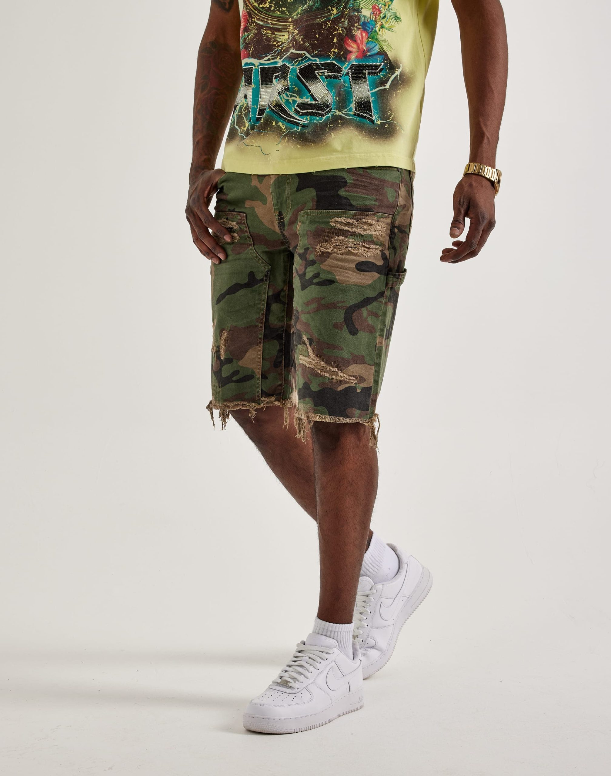 Jordan Craig Distressed Carpenter Shorts - Image 2