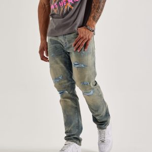 Jordan Craig Collins Straight Distressed Denim Jeans