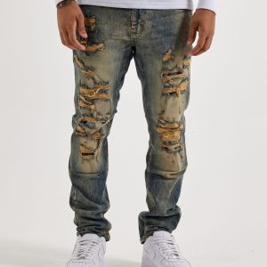Jordan Craig Stacked Distressed Collins Denim Jeans