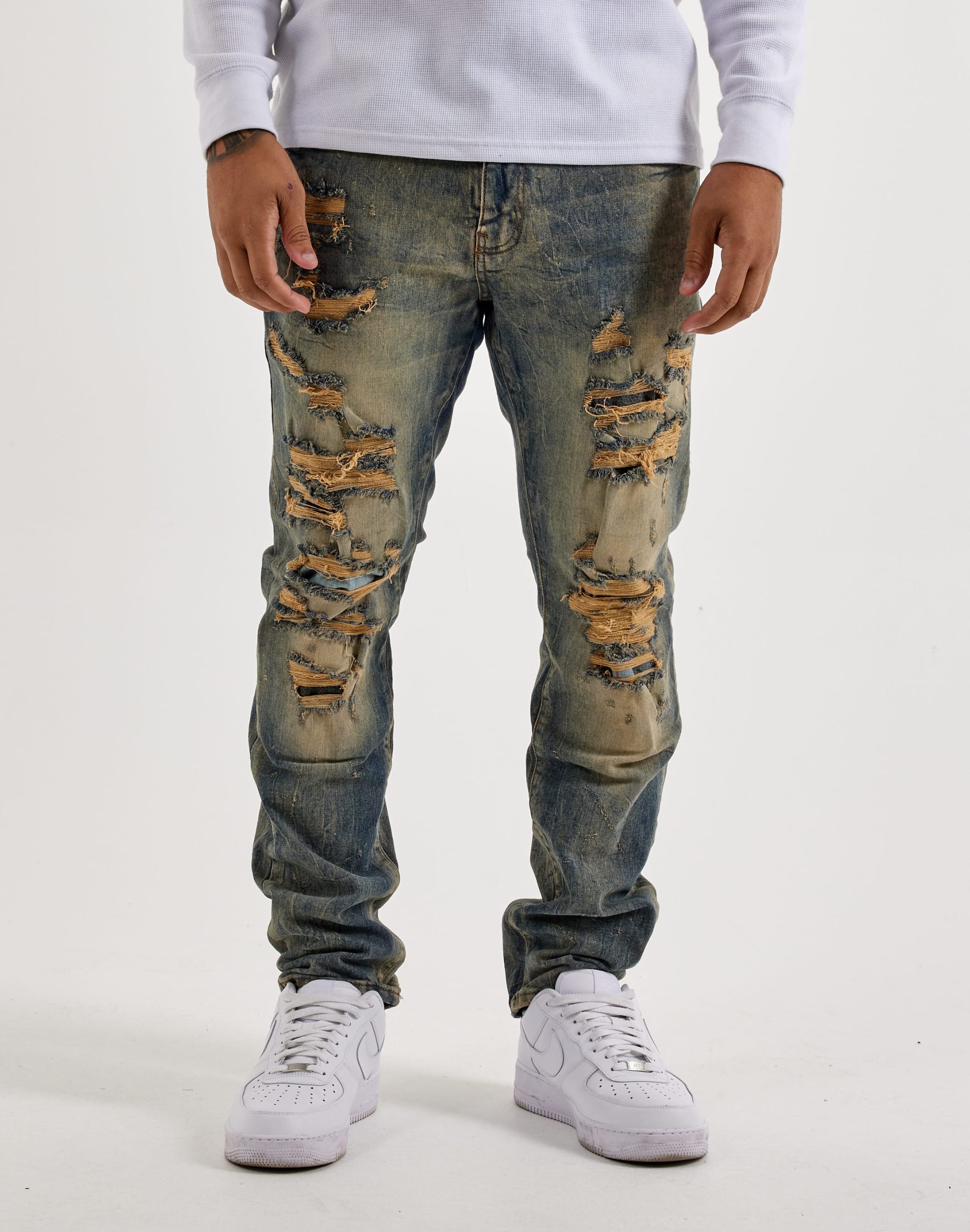 Jordan Craig Stacked Distressed Collins Denim Jeans