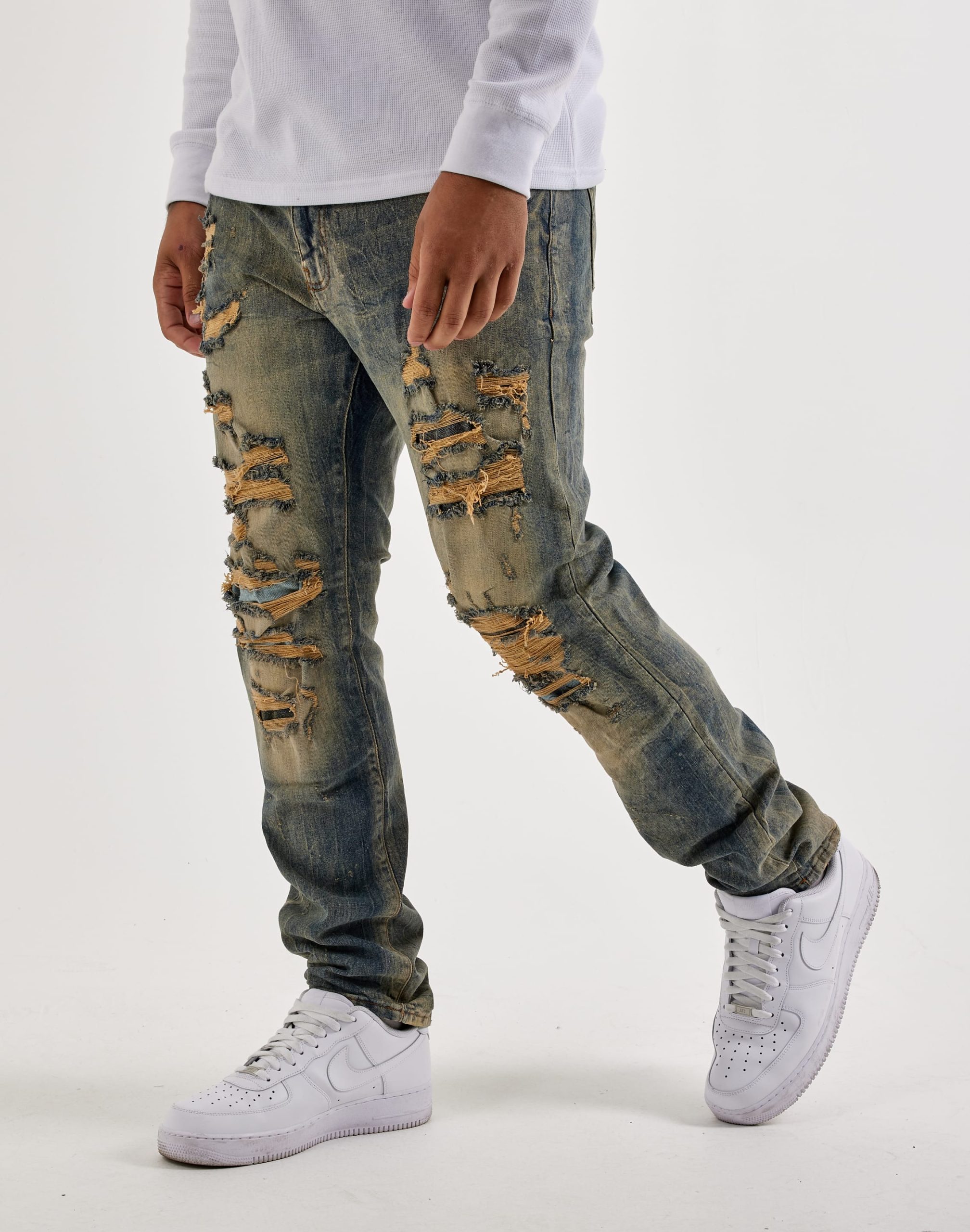 Jordan Craig Stacked Distressed Collins Denim Jeans - Image 2