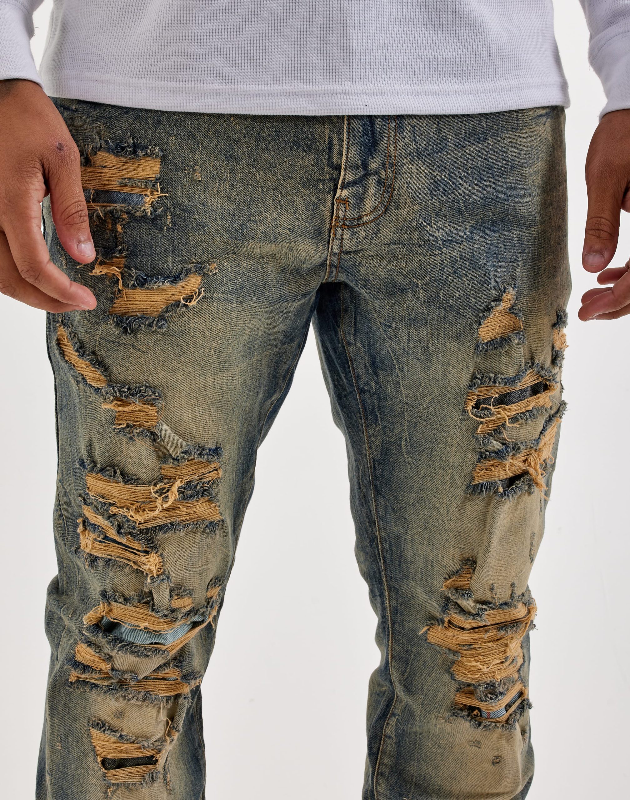 Jordan Craig Stacked Distressed Collins Denim Jeans - Image 3