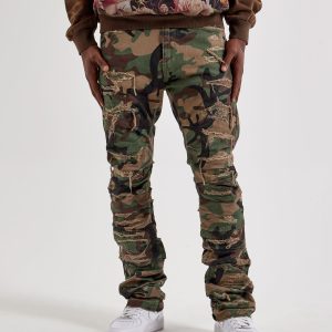 Jordan Craig Distressed Camo Stacked Denim Jeans
