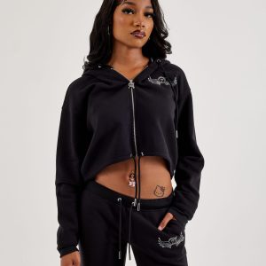 Juicy Couture Angel Reese Cropped Fleece Full-Zip Hoodie