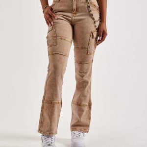Kilogram Stacked Cargo Pocket Gemstone Denim Jeans