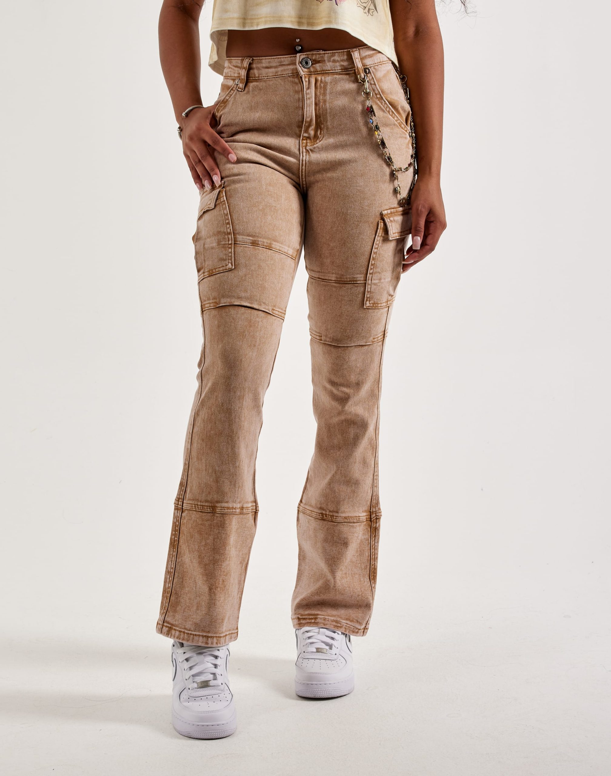 Kilogram Stacked Cargo Pocket Gemstone Denim Jeans