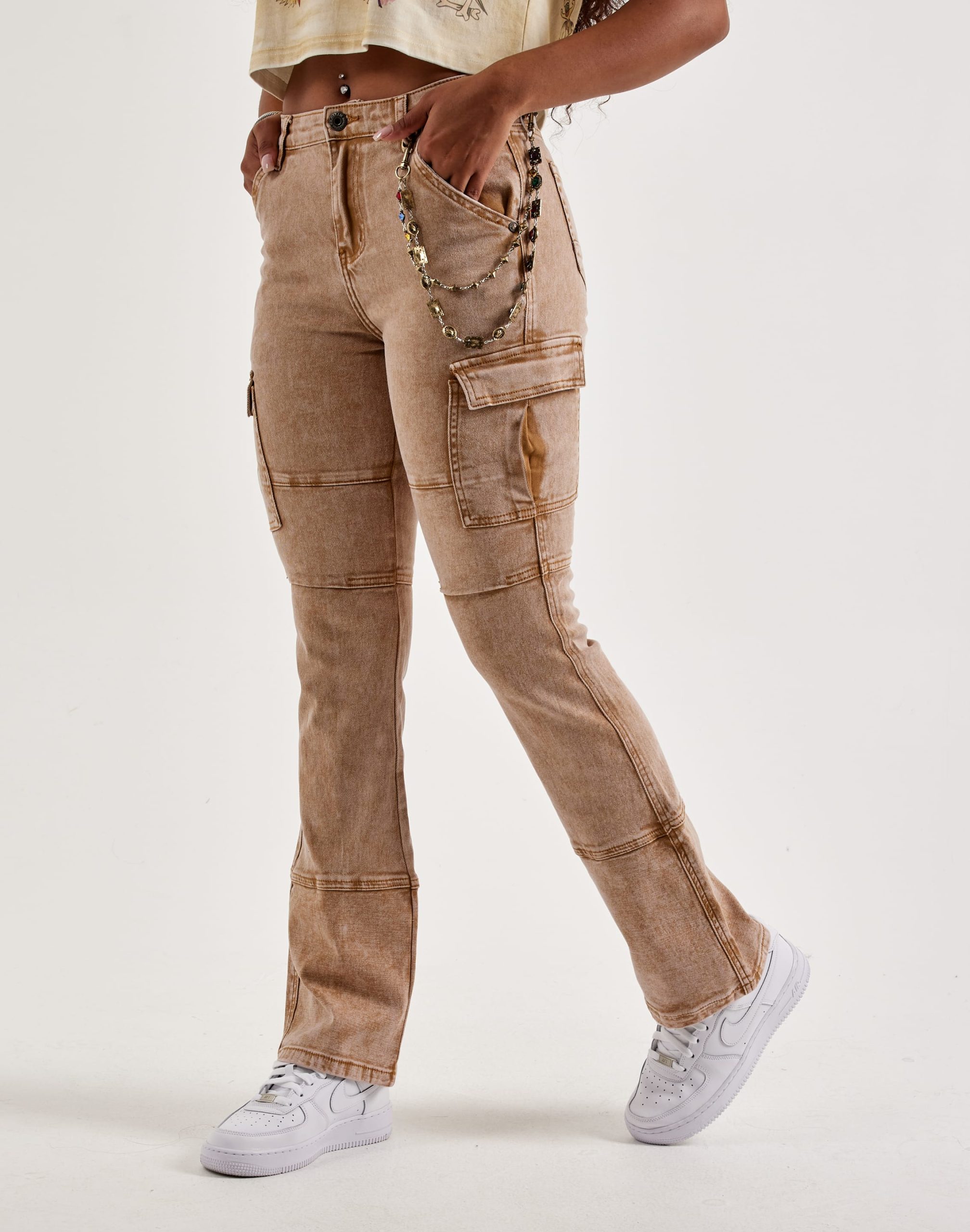 Kilogram Stacked Cargo Pocket Gemstone Denim Jeans - Image 2