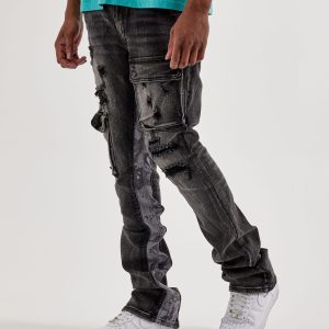 Kloud 9 Slim Distressed Cargo Denim Jeans