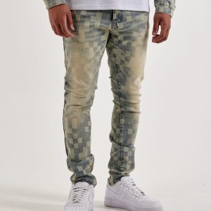 Kloud 9 Checkered Slim Denim Jeans