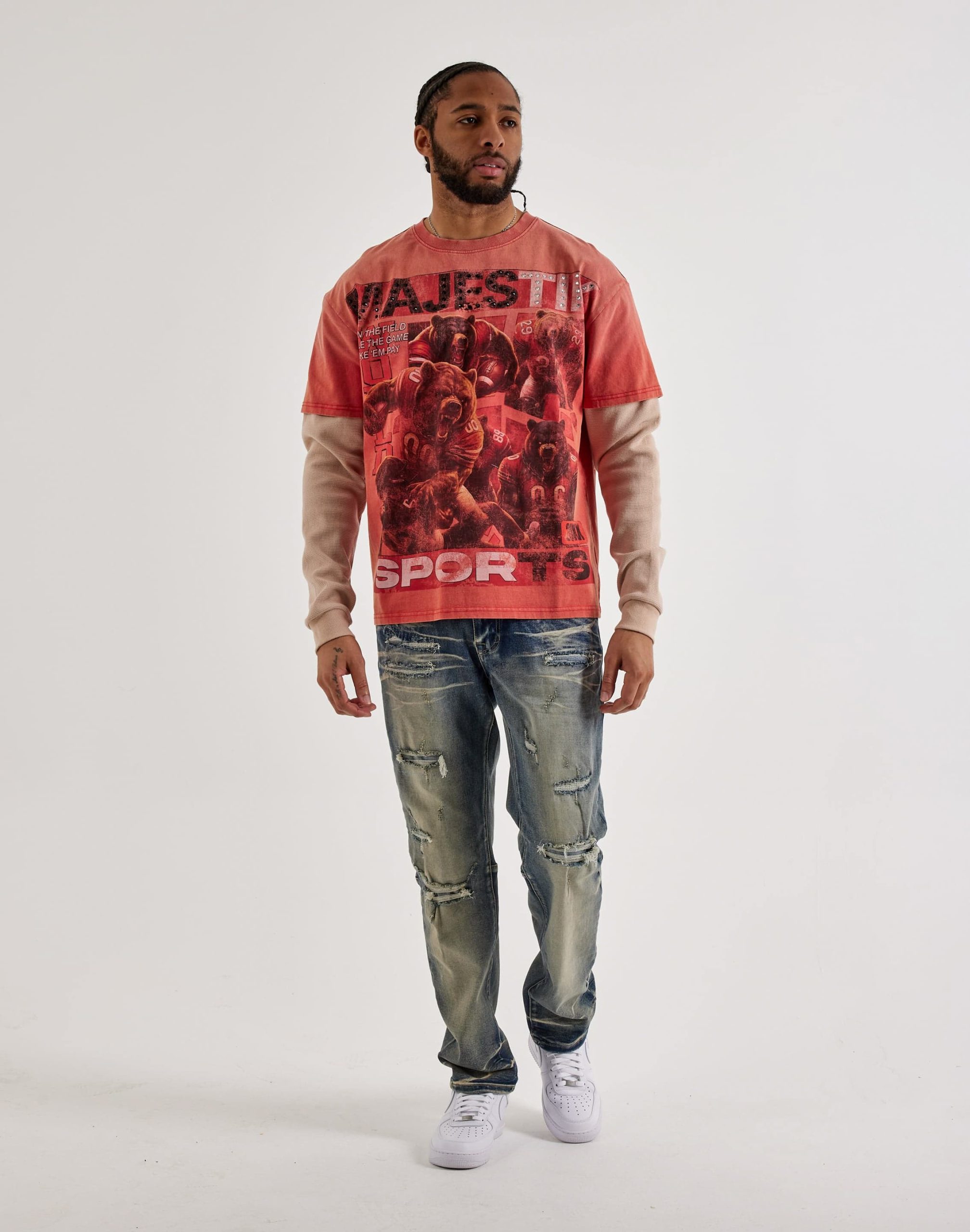Majestik Grit Up Long-Sleeve Twofer Shirt - Image 4