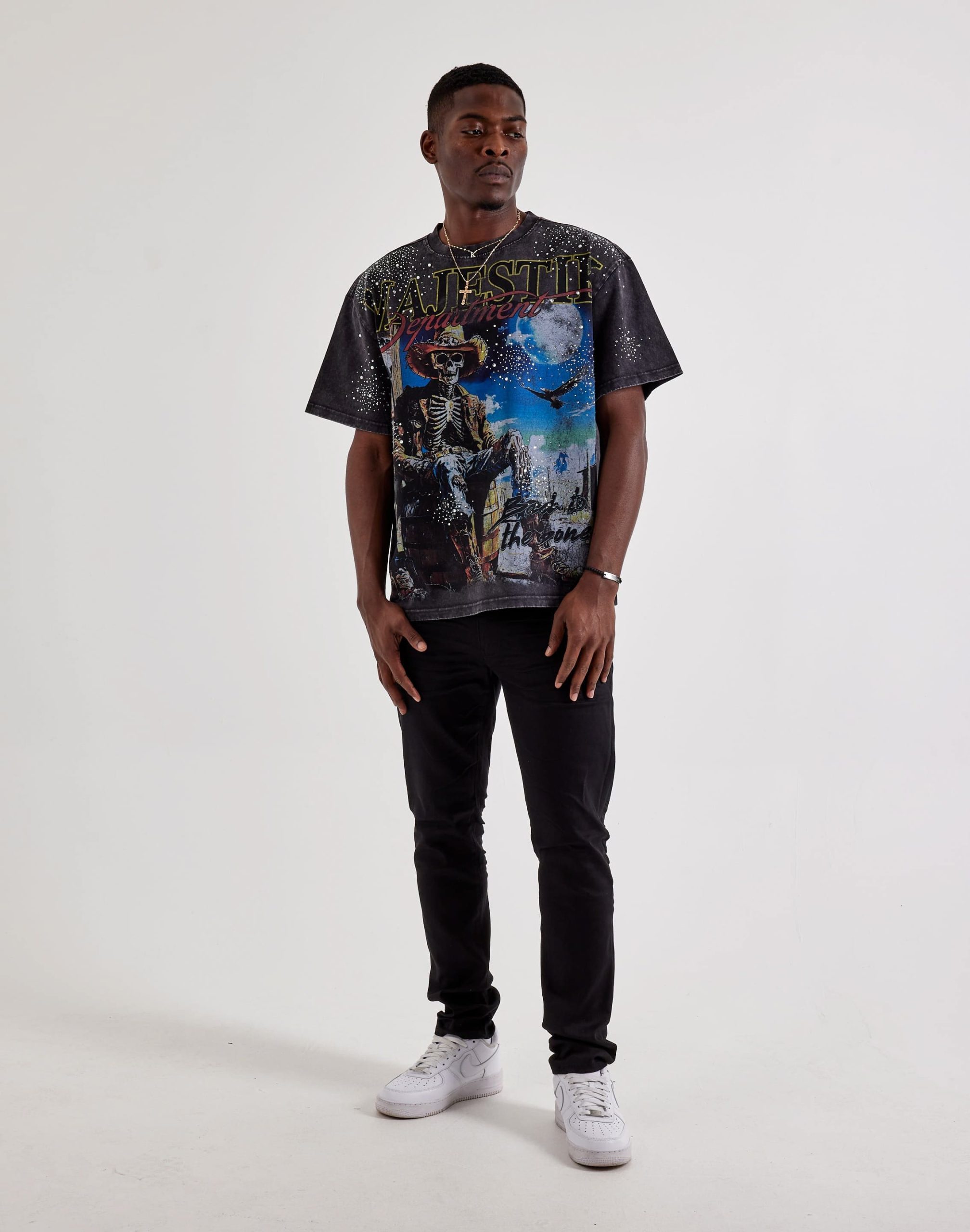 Majestik Bad To The Bone Rhinestone T-Shirt - Image 4