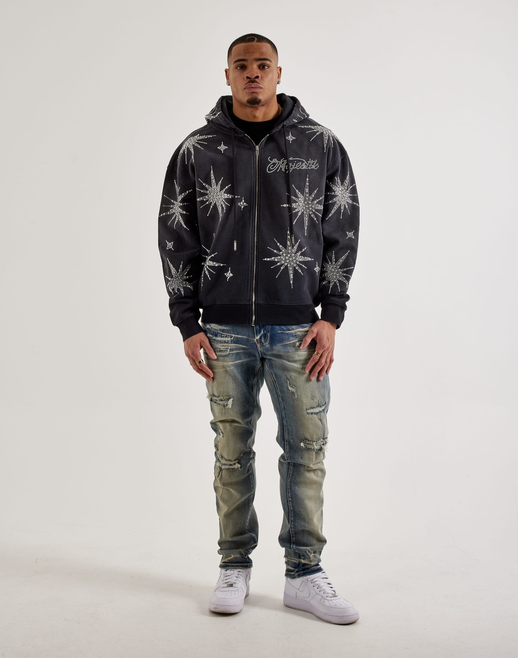 Majestik Star Full-Zip Rhinestone Fleece Hoodie - Image 4