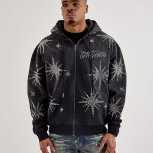 Majestik Star Full-Zip Rhinestone Fleece Hoodie