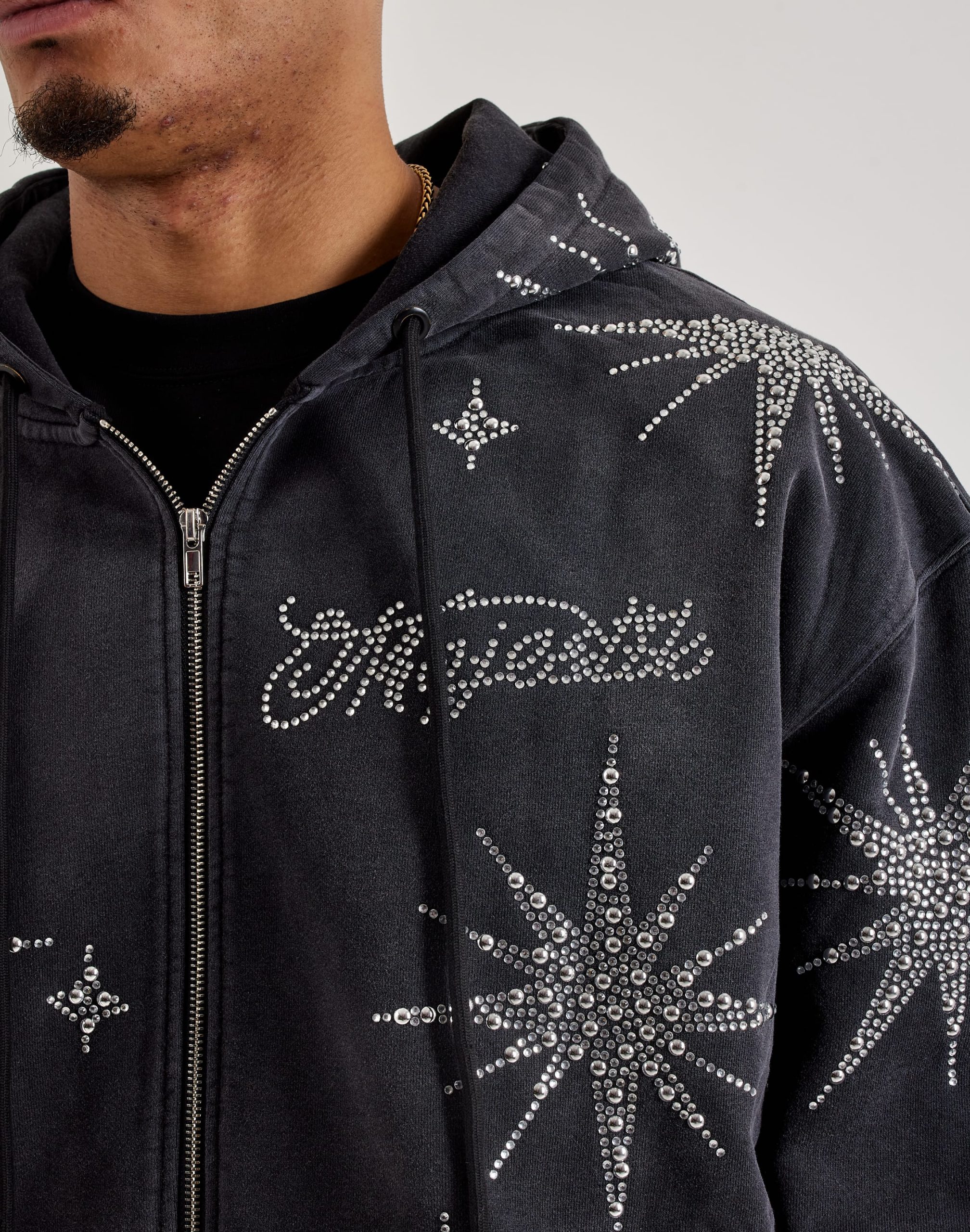 Majestik Star Full-Zip Rhinestone Fleece Hoodie - Image 2