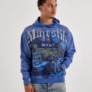 Majestik Live Free Or Die Hard Rhinestone Fleece Hoodie