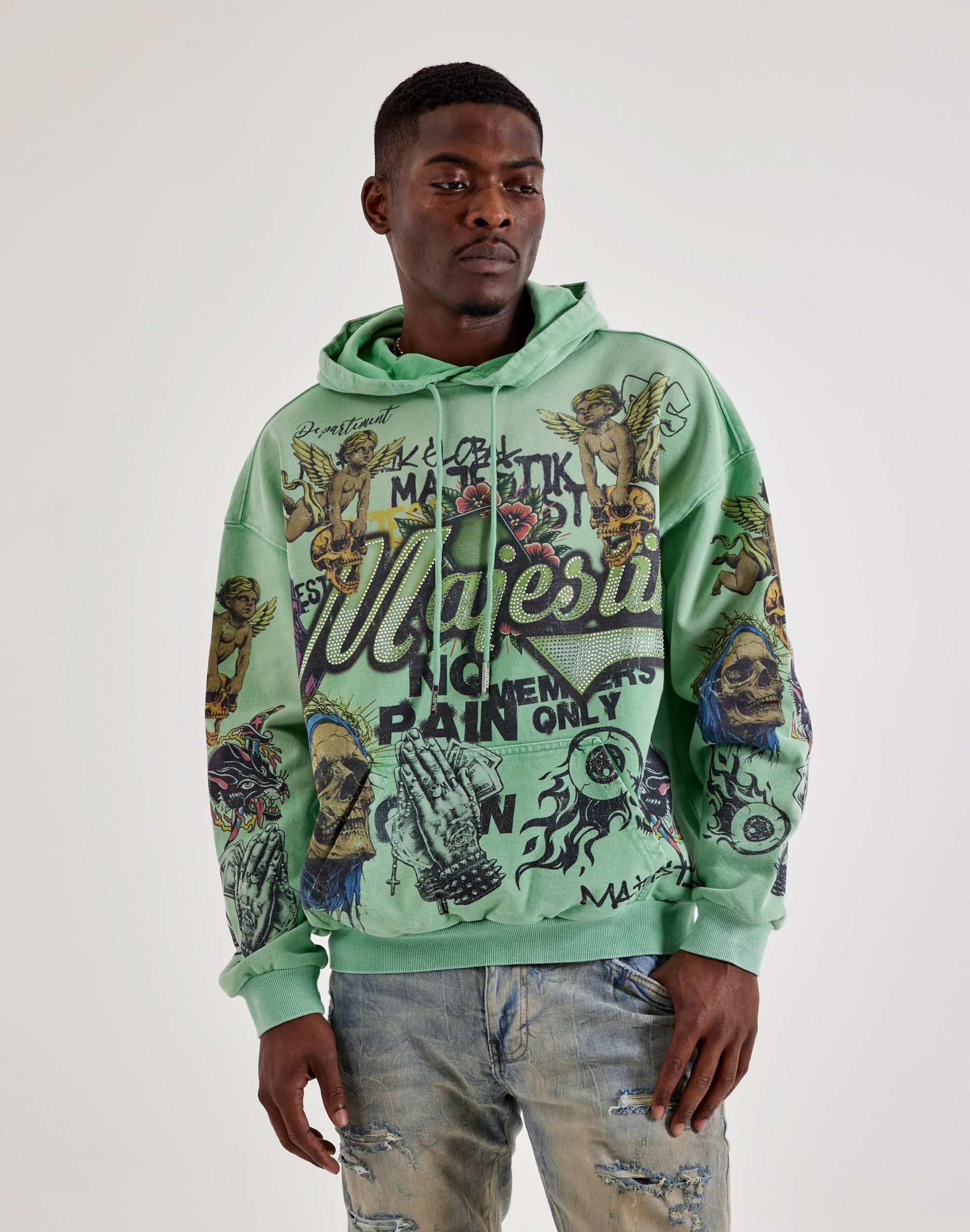 Majestik No Pain All-Over Graphic Hoodie