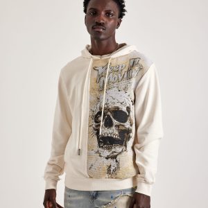 Majestik Skull Head Tapestry Mix Hoodie