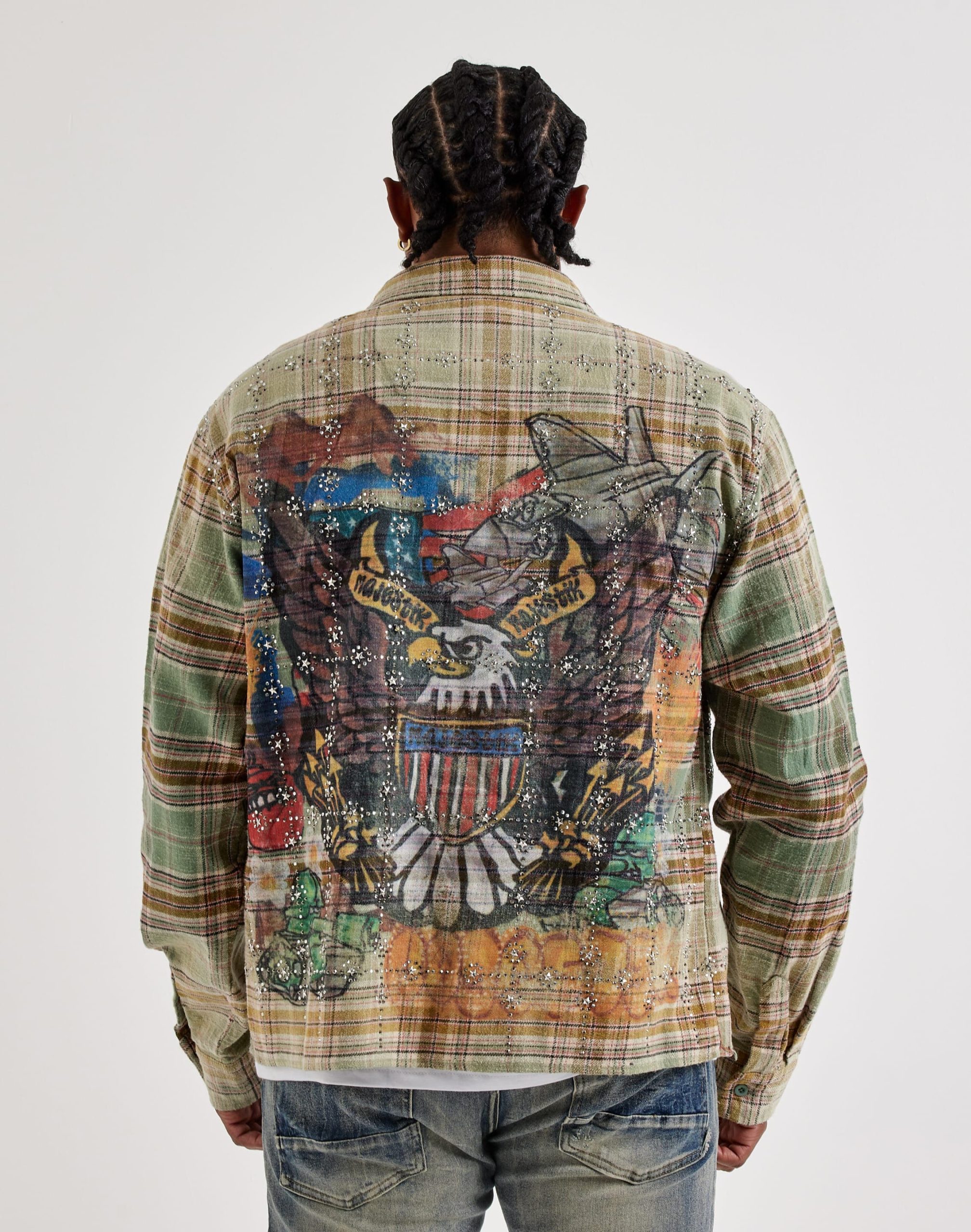 Majestik Eagle Allover Rhinestone Flannel Shirt - Image 2
