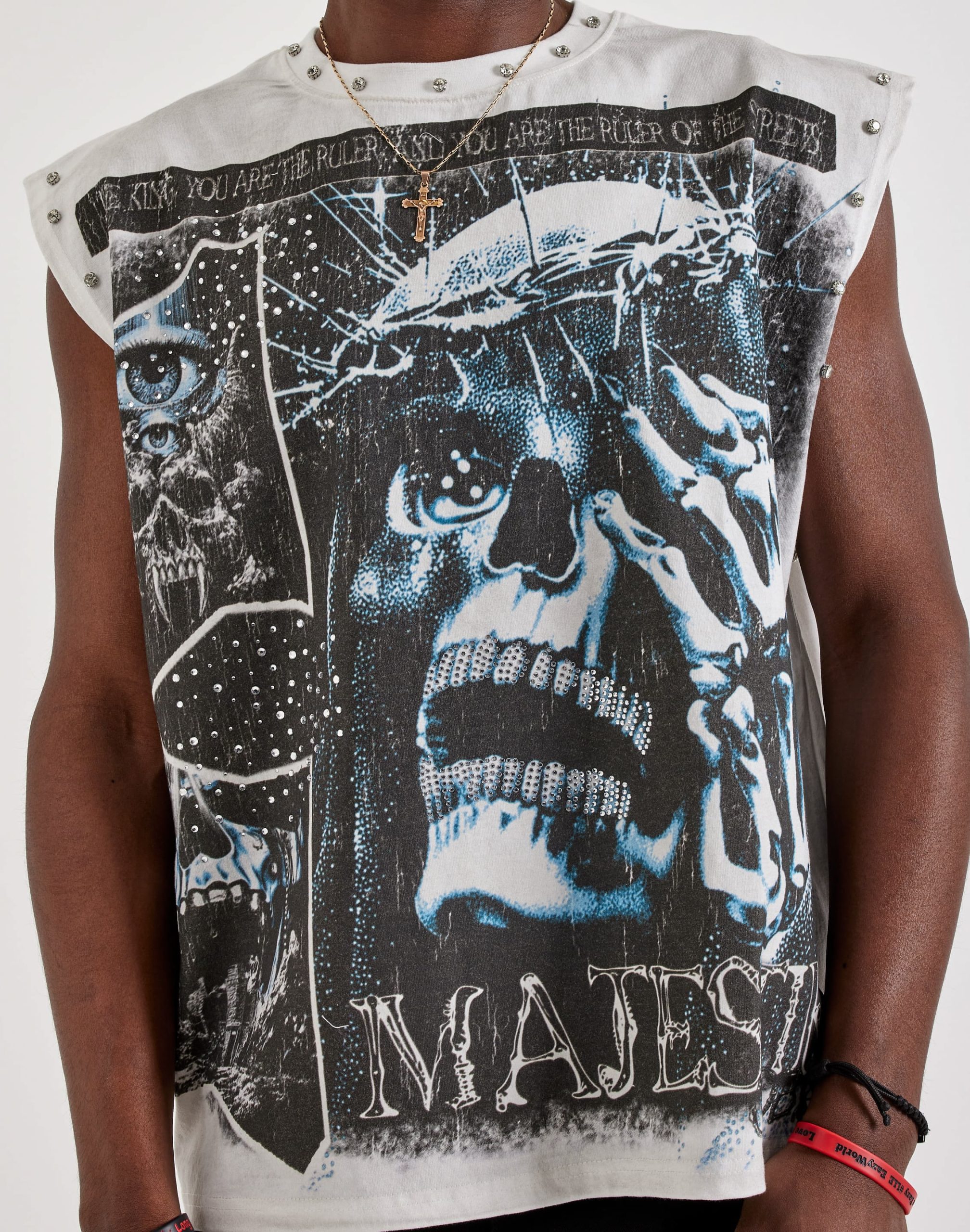 Majestik No Face No Case Rhinestone Sleeveless Tee - Image 2