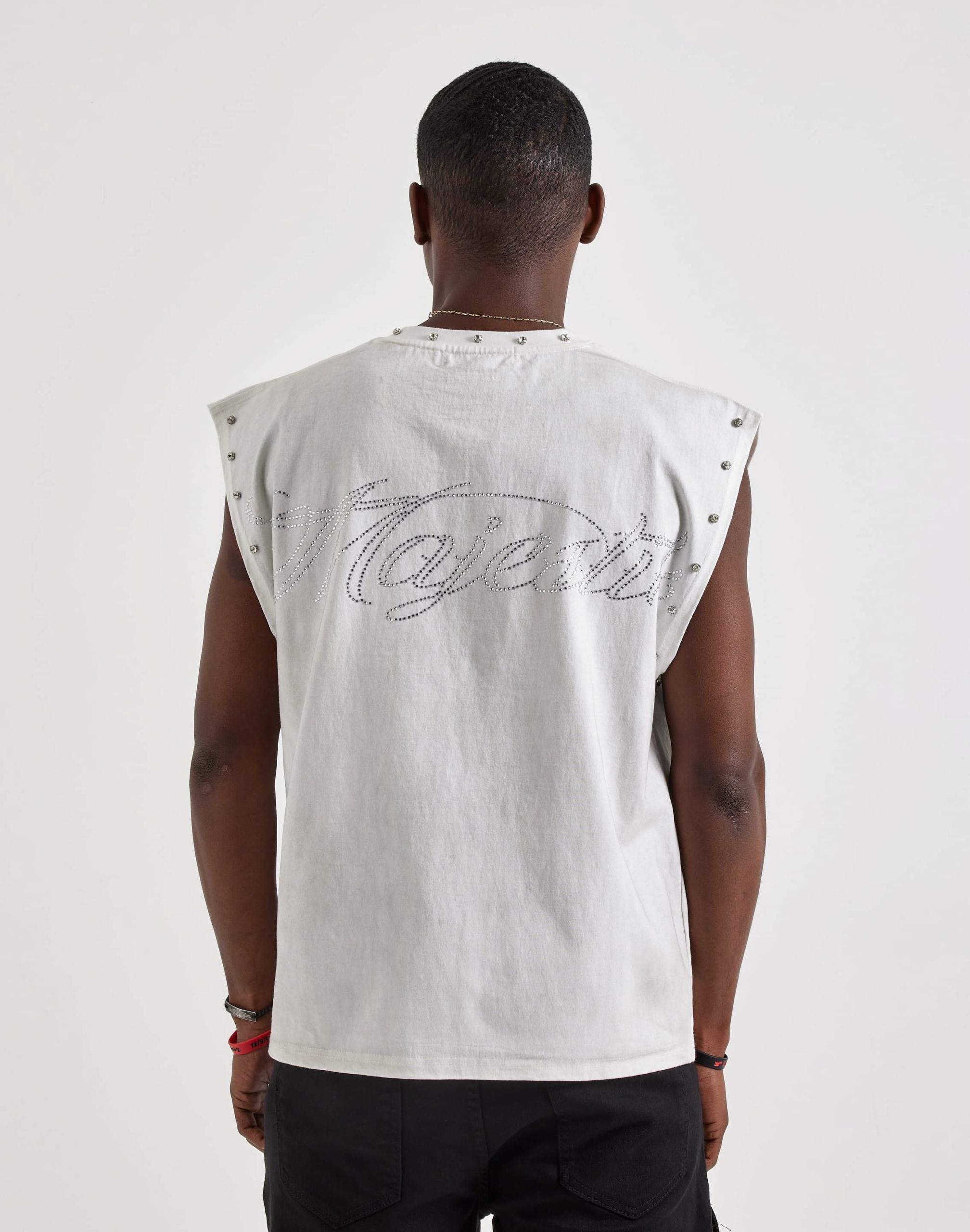 Majestik No Face No Case Rhinestone Sleeveless Tee - Image 3